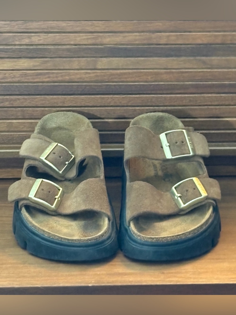 Birkenstock Papillon Brown Suede Slide Sandals Size 38 - Picture 2 of 7